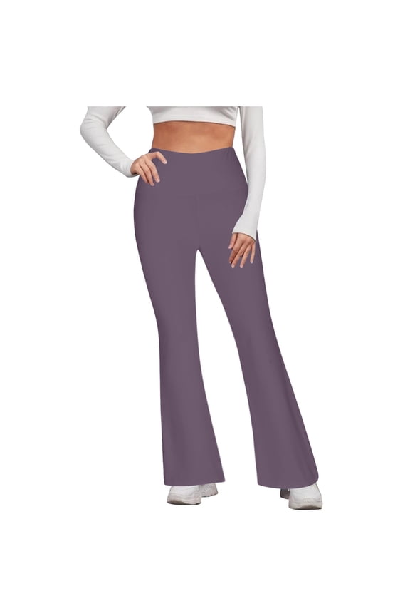 Flared Yoga Pants for Women Petite High Waisted Stretchy Bell Bottoms Pant Bootcut Workout Tummy Control Gym Trousers Purple,XL
