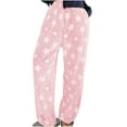 thumbnail image 1 of aohooy Fleece Pants for Women Star Graphic Fuzzy Warm Plus Size Pajama Pant Straight Leg Fluffy Pull On Loungewear Sweatpant Pink,XXXXL, 1 of 7