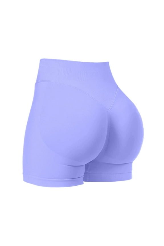 Fun Running Shorts Women High Stretch Tummy Control Workout Impact Shorts Butt Lifting Gym Seamless Booty Biker Short Pants Purple,S