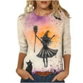 thumbnail image 1 of aohooy Halloween Tshirts Women Plus Size Three Quarter Sleeve Funny Graphic T-Shirts Holiday Festivel Party Crewneck Tunic Tops Multicolor,XXXL, 1 of 4