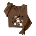 thumbnail image 1 of aohooy Halloween Tshirts for Women Sweatshirts for Women Ghost Print Long Sleeve Crewneck Pullover Loose Fit Cute Graphic Tee Shirt Coffee,M, 1 of 3