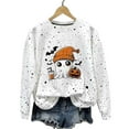 thumbnail image 1 of aohooy Halloween Womens T Shirts 2025 Crewneck Casual Long Sleeve Bling Sweatshirts Lightweight Pullover Tops Graphic Cute Sweater White,L, 1 of 9