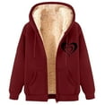 thumbnail image 1 of aohooy Hooded Sweatshirt Men Zipper Thick Sherpa Lined Heart Jacket Sweatshirts Oversized Winter Long Sleeve Coats with Pockets Red,L, 1 of 3