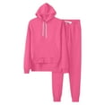 thumbnail image 1 of aohooy Hooded Sweatsuits Women 2 Piece Outfit Hoodie Sweatsuit 2025 Solid Baggy Spring Workout Sets Sweatshirts & Jogger Sweatpants Track Suits Hot Pink,S, 1 of 4