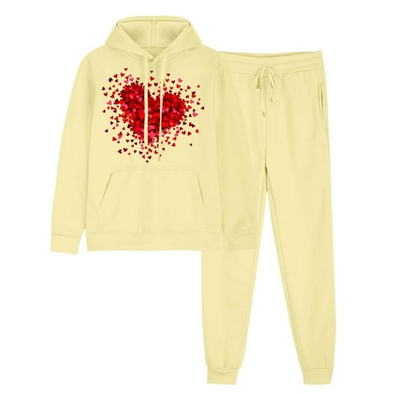 aohooy Hoodie Pants Set Women,Womens Sweatsuits 2 Piece Sets Graphic Long Sleeve Drawstring Hoodie Pullover Outfits Sweatshirt Cute Trendy Lounge Sweat Set Beige,L