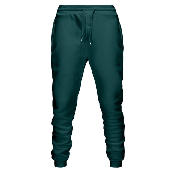 aohooy Jogger for Men Pants Casual Drawstring Straight Fit Sweatpants Running Outdoor Workout Trousers Stretchy Green,L