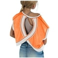 thumbnail image 1 of aohooy Kids Crop Top Open Back Hollow Cotton Criss Cross Athletic Solid Tops Short Sleeve Lightweight Gym Shirts Orange,7 Years, 1 of 5
