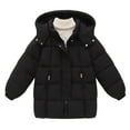thumbnail image 1 of aohooy Kids Light Jacket Thicken Windproof Zip Hooded Jackets Winter Warm Solid Long Sleeve Coats with Pockets Black,8-9Years, 1 of 3