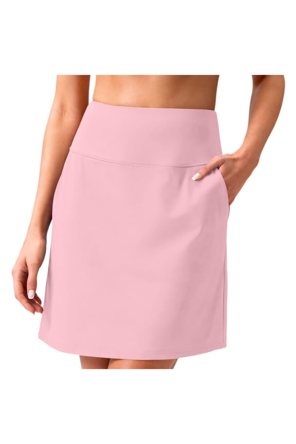 Knee Length Skorts for Woman Summer Golf Skirts Stretchy High Waisted Athletic Tennis Pickleball Skort with Pockets 2026 Pink,M