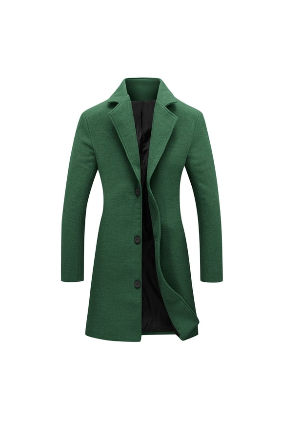 Ladies Peacoats - Notched Lapel Collar Casual Trench Coats Long Sleeve Outerwear Overcoat Green,XXL