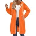 thumbnail image 1 of aohooy Long Zip Up Hoodie Women Oversized Long Sleeve Pullover Tunic Sweatshirts with Pockets Athletic Lightweight Plus Size Orange,S, 1 of 9