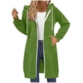 thumbnail image 1 of aohooy Long Zip Up Hoodie Women Plus Size Oversized Fleece Tunic Sweatshirts Casual Long Sleeve Full Zip Jacket Coat with Pocket Green,M, 1 of 9