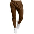 thumbnail image 1 of aohooy Men Jogging Pants with Pockets Athletic Soft Lightweight Tapered Track Sweatpants Gym Workout Drawstring Waist Trousers Coffee,L, 1 of 5
