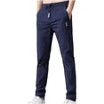 thumbnail image 1 of aohooy Men Waterproof Pants Quick Dry Drawstring Elastic Waist Pant Lightweight Active Straight Leg Trousers with Pockets Navy,XXL, 1 of 3