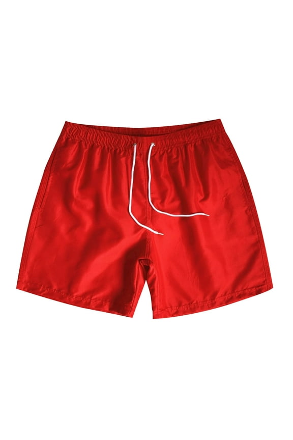 Men's Quick Dry Running Beach Shorts 5 Inch Athletic Workout Mesh Lined Swim Trunks Board Shorts Bathing Suits Red,M