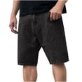 thumbnail image 1 of aohooy Men's Straight Leg Vintage Washed Denim Shorts Summer High Waisted Loose Fit Casual Jean Shorts with Pockets Black,42, 1 of 8