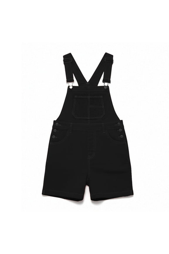 Mens Jean Denim Overall Shorts Cowboy Casual Classic Vintage Romper with Pockets Adjustable Strap Jumpsuits Black,XL