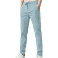 thumbnail image 1 of aohooy Mens Lightweight Stretch Pants Quick Dry Drawstring Elastic Waist Pant Solid Active Straight Leg Trousers with Pockets Light Blue,XXL, 1 of 3