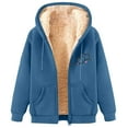 thumbnail image 1 of aohooy Mens Plain Hoodies Heart Sherpa Plush Lined Zip Jacket Sweatshirts Oversized Winter Long Sleeve Coats with Pockets Blue,L, 1 of 3