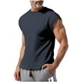 thumbnail image 1 of aohooy Mens Summer Tank Tops Vacation Casual Loose Solid Color Vests Streetwear Fashion Lightweight Sleeveless Crewneck Tees Navy,S, 1 of 7