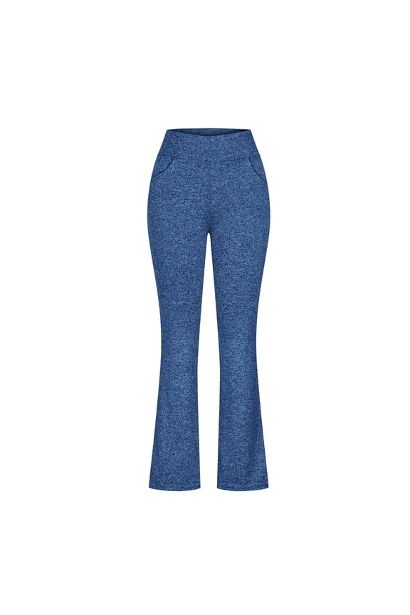 Office Pants Women Plus Size Wide Leg High Waisted Pull-On Pant Stretchy Bootcut Workout Solid Trousers with Pocket Blue,XXXXL