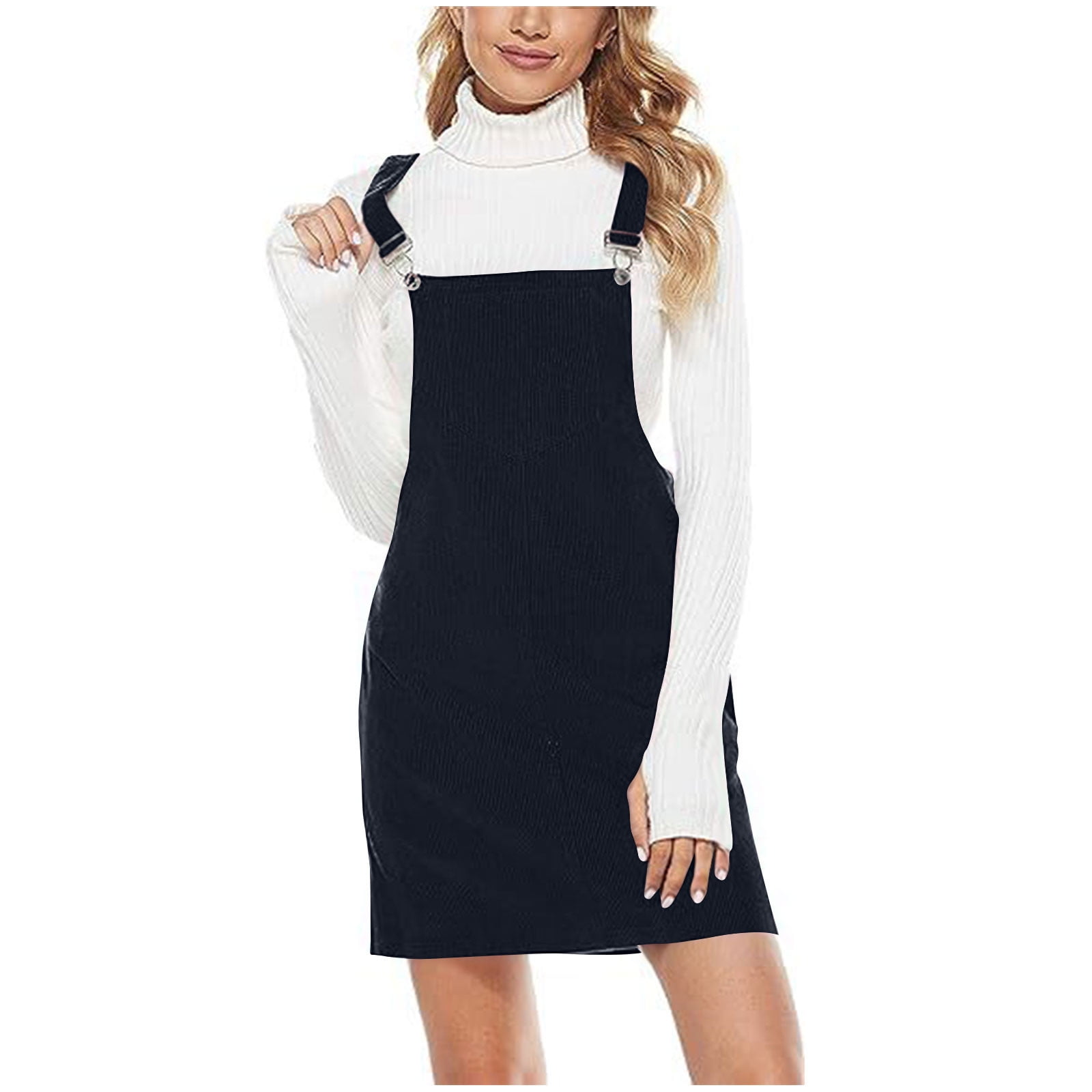 slim fit dress slacks V-neck Overall Dress || Washed Black – Rylee + Cru Canada