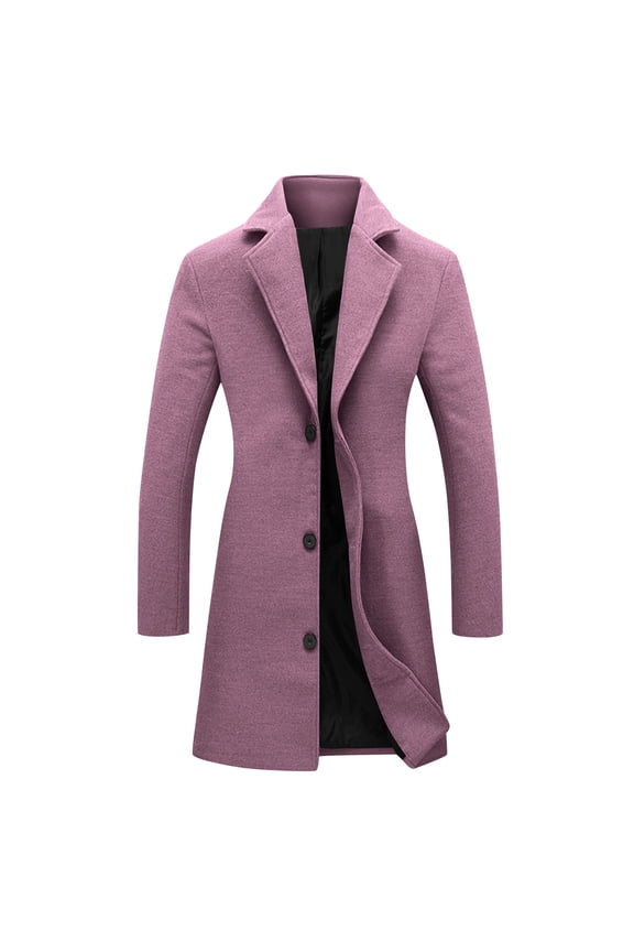 Overcoats for Women Wool Blend Single Breasted Midi Peacoat Plus Size Notched Lapel Collar Trench Coat with Pockets Purple,XXL