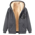 thumbnail image 1 of aohooy Oversize Hoodie Men Print Sherpa Plush Lined Zip Jacket Sweatshirts Plus Size Winter Long Sleeve Coats with Pockets Gray,M, 1 of 3