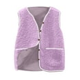 thumbnail image 1 of aohooy Packable Vest Women Plus Size Faux Shearling Button Sherpa Vests Winter Fleece Sleeveless Teddy Coat Gilet with Pockets Purple,XXXL, 1 of 5