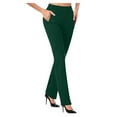 thumbnail image 1 of aohooy Pants for Women Business Casual Wide Leg High Waisted Stretchy Pull-On Pant Bootcut Workout Everyday Office Trousers Army Green,M, 1 of 5