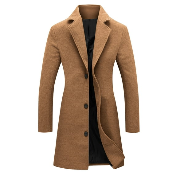 aohooy Pea Coat Plus Size Women - Notched Lapel Collar Single-Breasted Trench Coats Long Sleeve Outerwear Overcoat Coffee,XXXXL