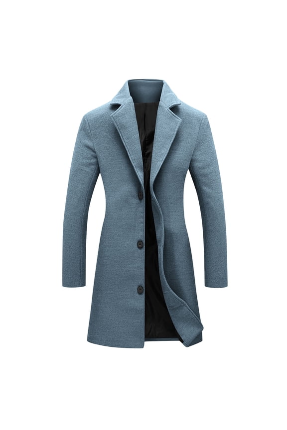 Pea Coat Women Single Breasted Wool Blend Midi Overcoat Plus Size Notched Lapel Collar Trench Coats with Pockets Navy,S