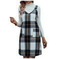 thumbnail image 1 of aohooy Plaid Skirt Dress for Women - Sleeveless V Neck Dresses with Pockets Wide Strpas Casual Pinafore Mini Dress Coffee,M, 1 of 7