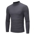 thumbnail image 1 of aohooy Plus Size 2022 Fall Fashion Tops Mock Turtleneck Dressy Slim Long Sleeves Men's Basic Shirt,Dark Gray,L, 1 of 6