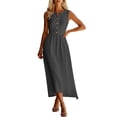 thumbnail image 1 of aohooy Sleeveless Linen Dresses for Women Summer Maxi Dress 2026 Loose Long Beach Dress Casual Button Down Sundresses with Pockets Dark Gray,XXL, 1 of 9