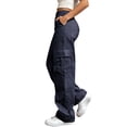 thumbnail image 1 of aohooy Spring Cargo Pants for Women - Summer Casual Muilti Pockets Elastic Waisted Hiking Pant Basic Athletic Plus Size Outdoor Workout Trousers, 1 of 9