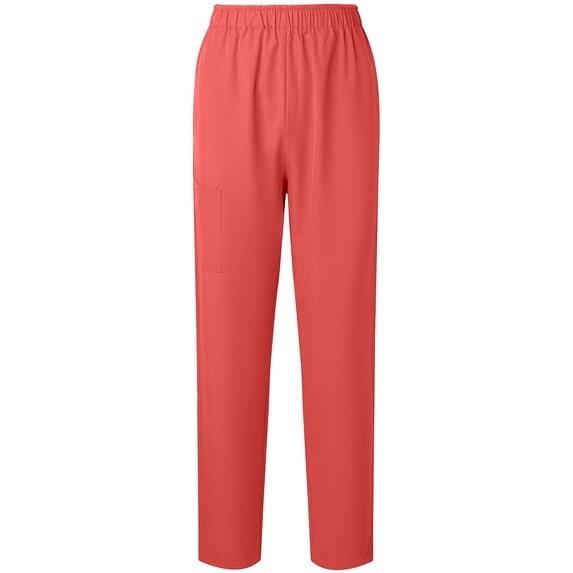 aohooy Straight Leg Scrub Pants for Women,Stretch Unisex Drawstring Plus Size Elastic Waisted Pants with Pockets Orange,M