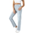 thumbnail image 1 of aohooy Stretch Jeans Pants for Women Straight Leg Fake Denim Pant Stretchy Tummy Control High Waisted Fitteted Trousers with Pockets Gray,XXL, 1 of 6