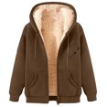 thumbnail image 1 of aohooy Sweatshirt for Men Heart Zip Thick Sherpa Lined Jacket Hoodies Plus Size Winter Long Sleeve Coats with Pockets Brown,M, 1 of 3
