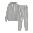 thumbnail image 1 of aohooy Hoodie Sweatsuit Set for Women Hoodie Sweatsuit 2025 Solid Baggy Spring Workout Sets Sweatshirts & Jogger Sweatpants Track Suits Gray,M, 1 of 8