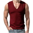 thumbnail image 1 of aohooy Tank Top Compression Men Sleeveless V Neck Breathable Athletic Undershirt Tops Tactical Muscle Casual Vests Wine,S, 1 of 7