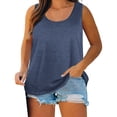 thumbnail image 1 of aohooy Tank Tops for Women Sleeveless Plus Size Summer Scoop Neck T-Shirts Dressy Casual Tees Loose Flowy Curvy Tunic Shirt Navy,XXXL, 1 of 8