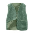 thumbnail image 1 of aohooy Vest for Women Fleece Button Sleeveless Warm Sherpa Vests Winter Plus Size Faux Shearling Teddy Coat Gilet with Pockets Green,XXXXXL, 1 of 3