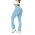 thumbnail image 1 of aohooy White Flare Leggings for Women - Scrunch High Waisted Cargo Yoga Gym Pants No Front Seam But Lifting Trousers Light Blue,S, 1 of 9