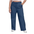 thumbnail image 1 of aohooy Womans Casual Pants Wide Leg High Waisted Basic Drawstring Sweatpant Baggy Jogger Plus Size Pant with Pocket Navy,XXXL, 1 of 7