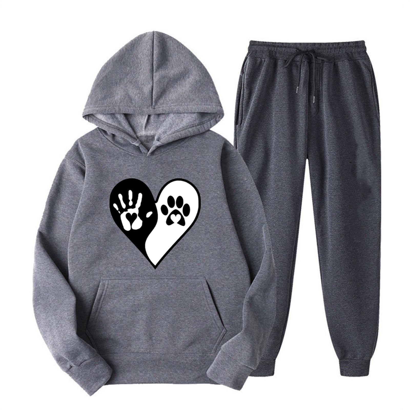 aohooy Women Hoodie Set,Jogger Sets for Women 2 Piece Set Trendy Heart