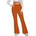 thumbnail image 1 of aohooy Women'S Wide Leg Yoga Pants Lightweight Bell Bottoms High Waisted Workout Leggings Pull On Stretchy Bootcut Solid Flare Pant Orange,L, 1 of 6