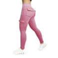 thumbnail image 1 of aohooy Women Work Cargo Pants Butt Lifting Plus Size High Waisted Leggings with Flap Pockets Workout Tummy Control Stretchy Yoga Pant Pink,XXL, 1 of 5