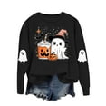 thumbnail image 1 of aohooy Women's Halloween Tops Cute Funny Ghost Pumpkin Graphic Long Sleeve Shirt Fall Spooky Pullover Sweatshirts Tops Black,M, 1 of 8