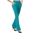 thumbnail image 1 of aohooy Women's Office Trousers Wide Leg High Waisted Solid Pull-On Pants Stretchy Bootcut Workout Lightweight Trendy Trouser Sky Blue,M, 1 of 5